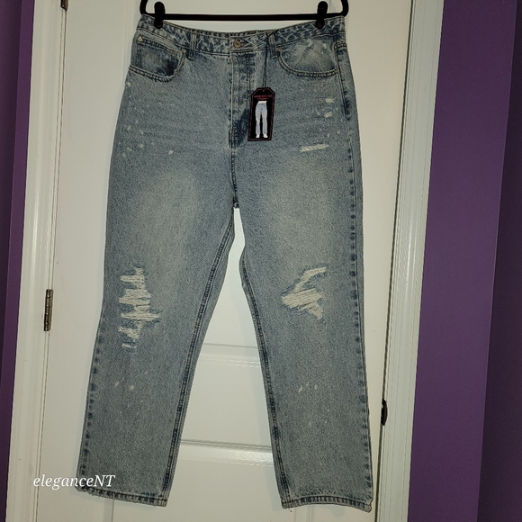 No Boundaries Super High-Rise Straight Leg Light Blue Jeans Sz: 17 - Picture 2 of 9
